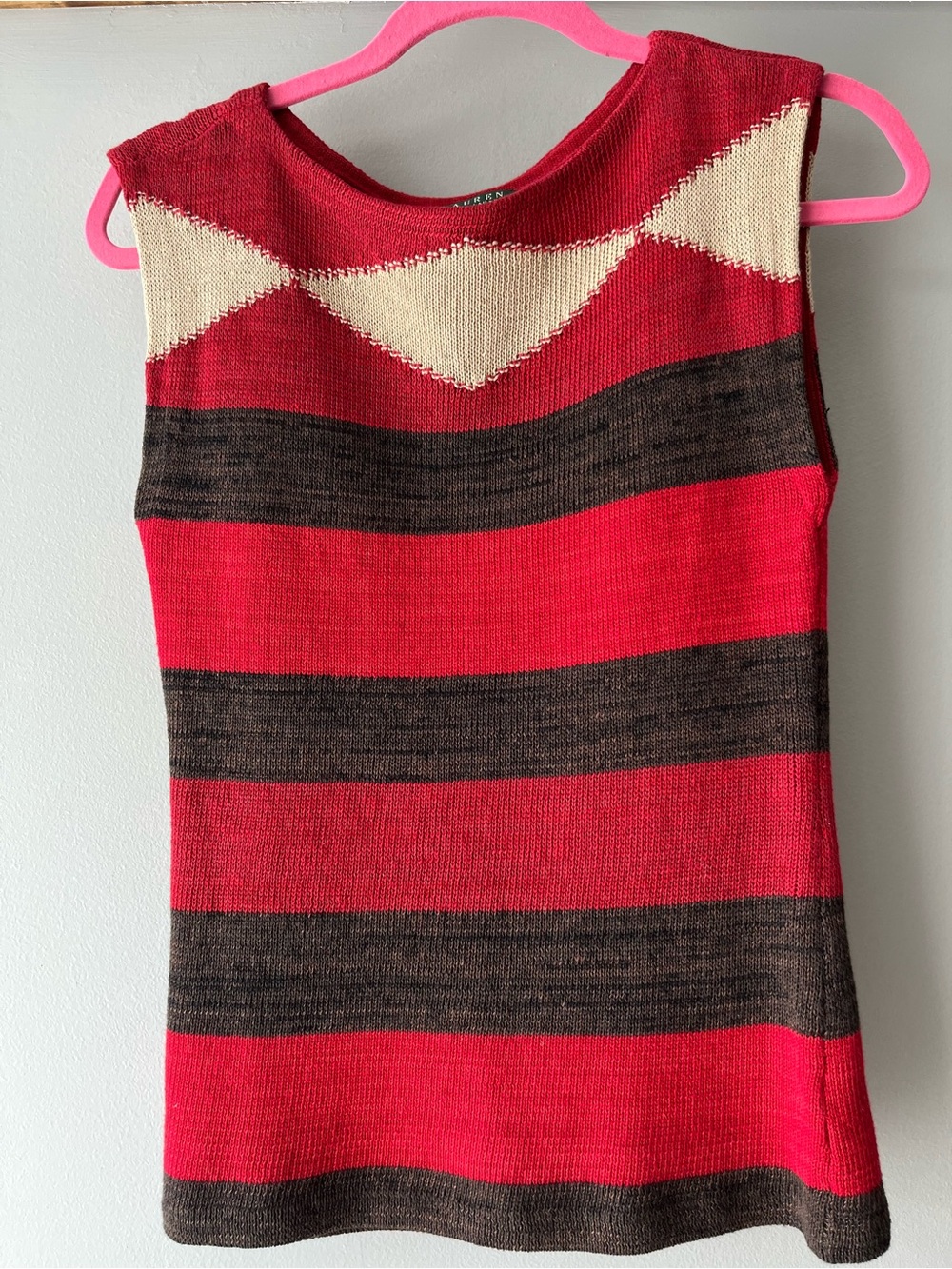 Ralph Lauren Red, Brown & Cream Striped Knit Tank